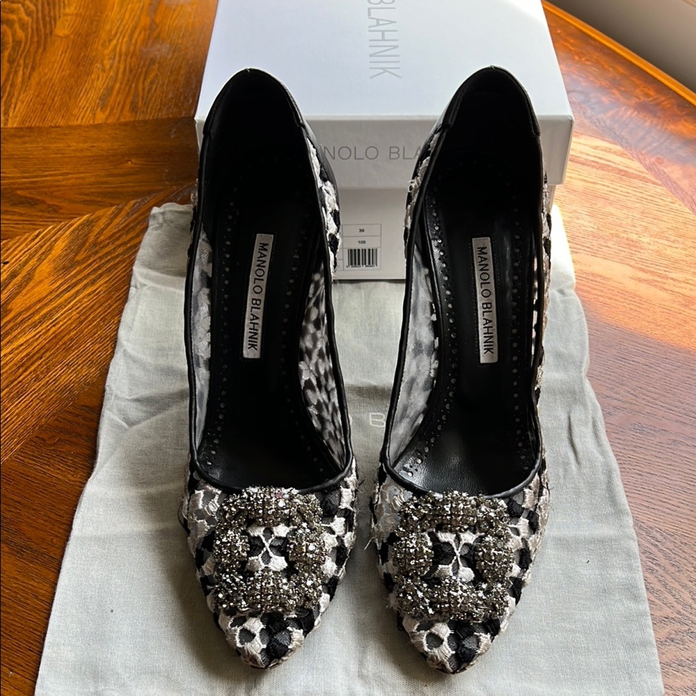 Manolo Blahnik Black and White Women's Heels